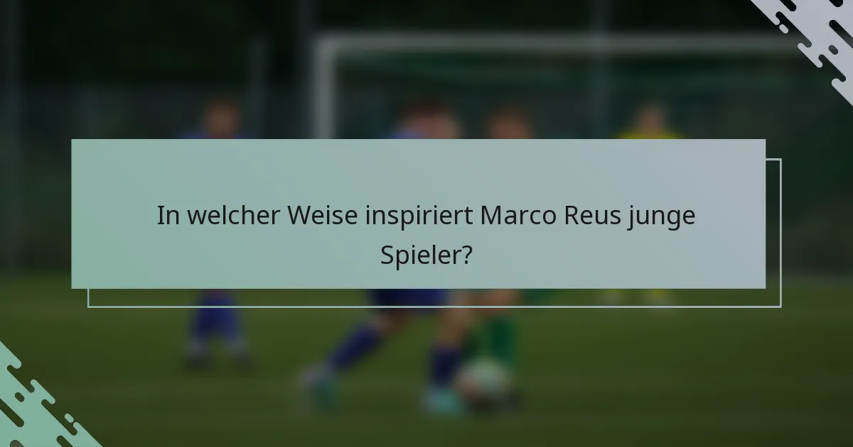 In welcher Weise inspiriert Marco Reus junge Spieler?
