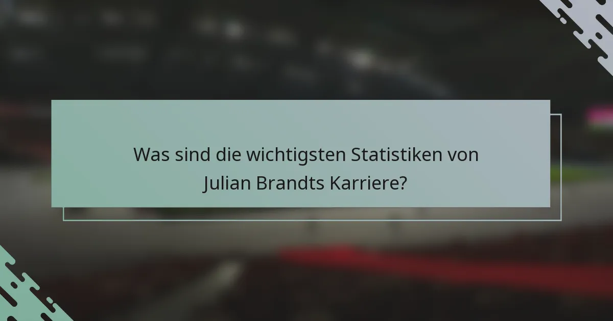 Was sind die wichtigsten Statistiken von Julian Brandts Karriere?
