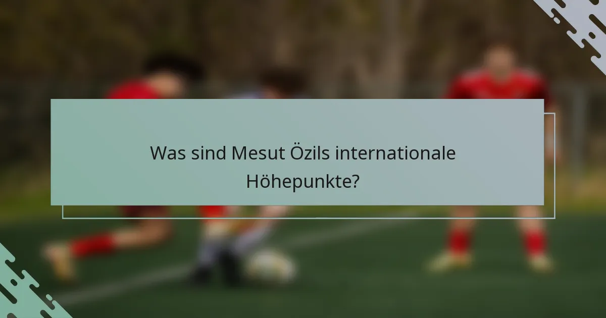 Was sind Mesut Özils internationale Höhepunkte?