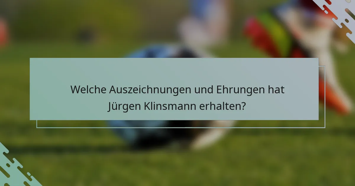 Welche Auszeichnungen und Ehrungen hat Jürgen Klinsmann erhalten?