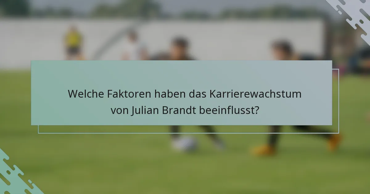 Welche Faktoren haben das Karrierewachstum von Julian Brandt beeinflusst?
