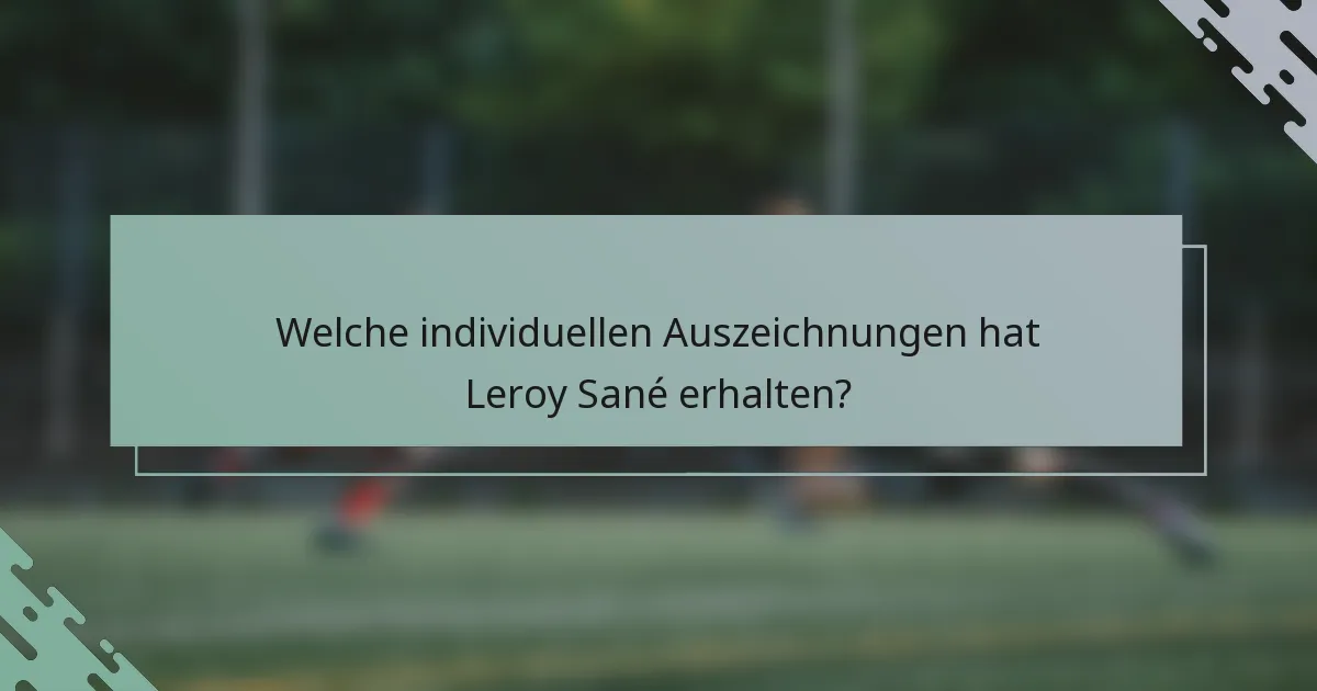 Welche individuellen Auszeichnungen hat Leroy Sané erhalten?
