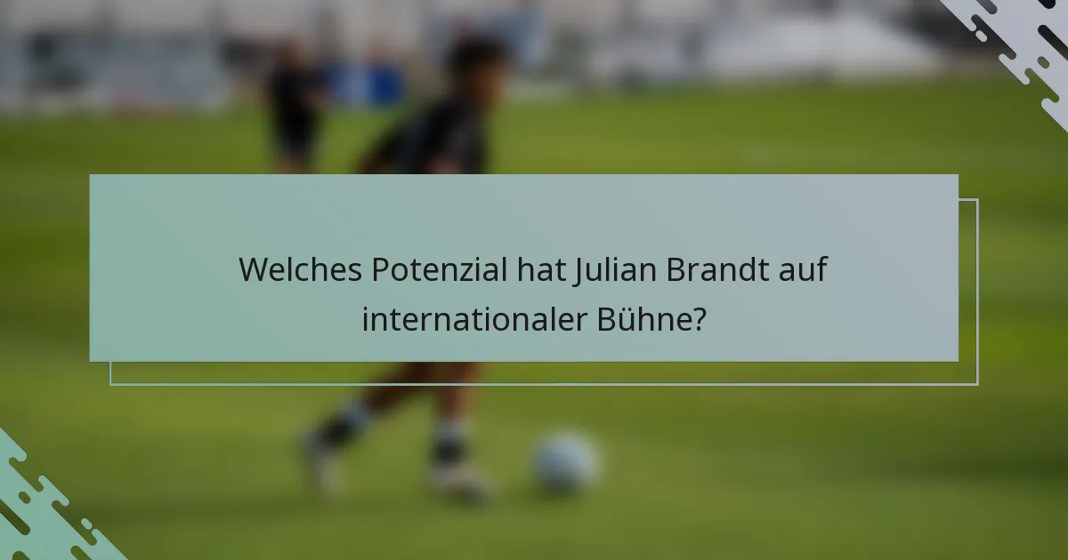Welches Potenzial hat Julian Brandt auf internationaler Bühne?
