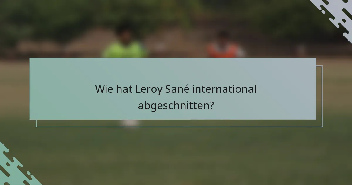 Wie hat Leroy Sané international abgeschnitten?