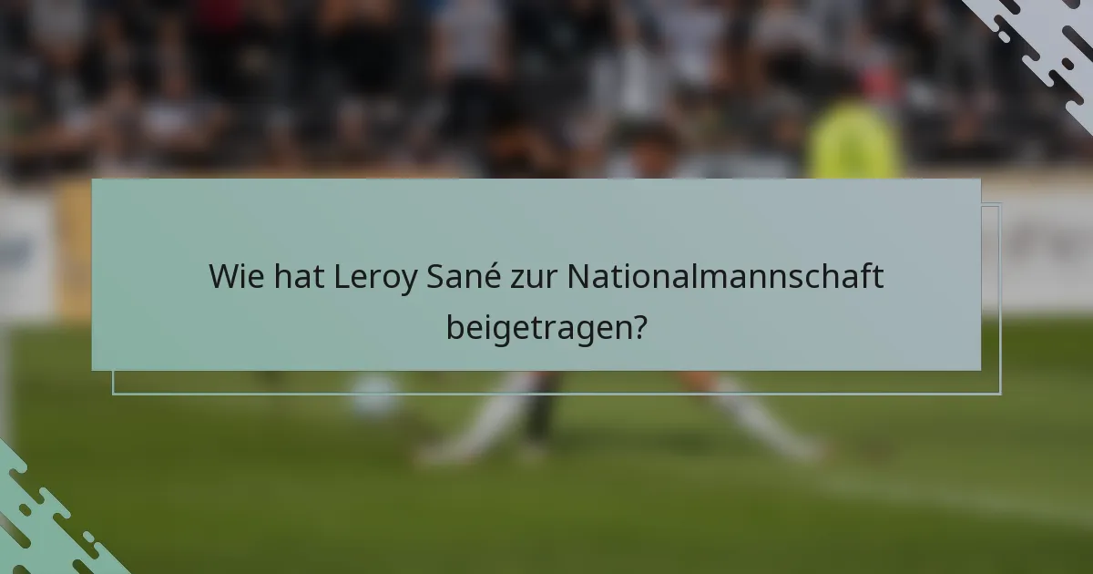 Wie hat Leroy Sané zur Nationalmannschaft beigetragen?