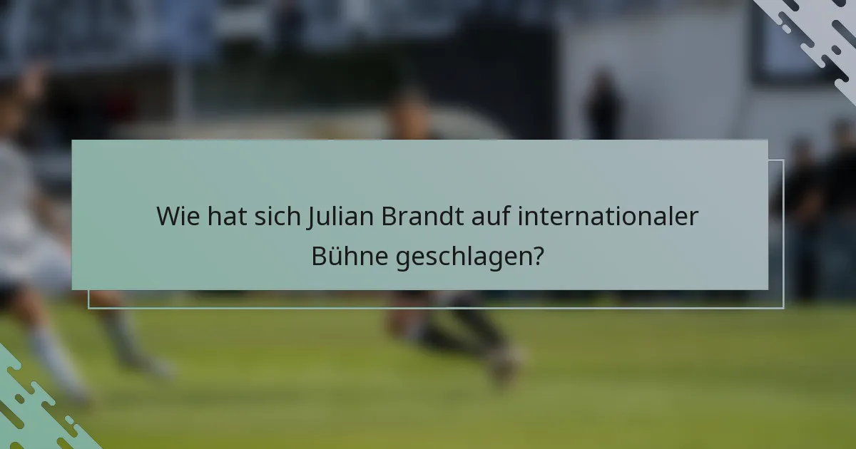 Wie hat sich Julian Brandt auf internationaler Bühne geschlagen?