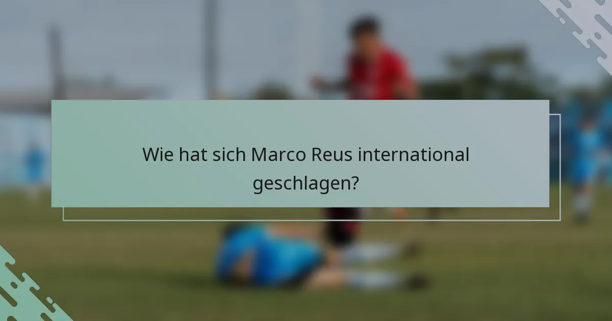 Wie hat sich Marco Reus international geschlagen?